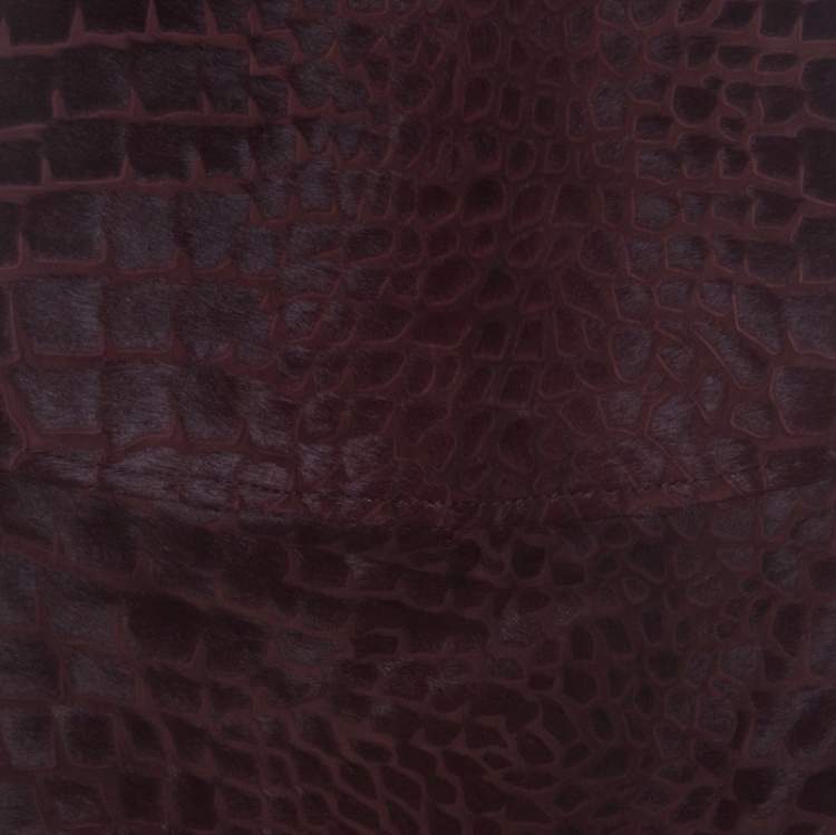 Pre Owned Salvatore Ferragamo Burgundy Giraffe Pattern Leather Pencil Skirt S