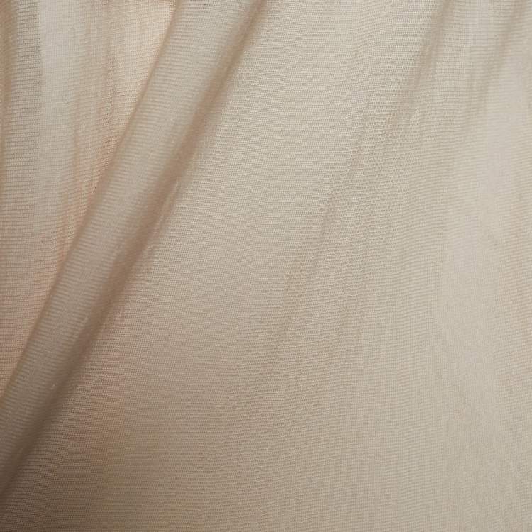Pre Owned Salvatore Ferragamo Cream Wool & Silk Knit Brooch Detail Draped Cardigan M