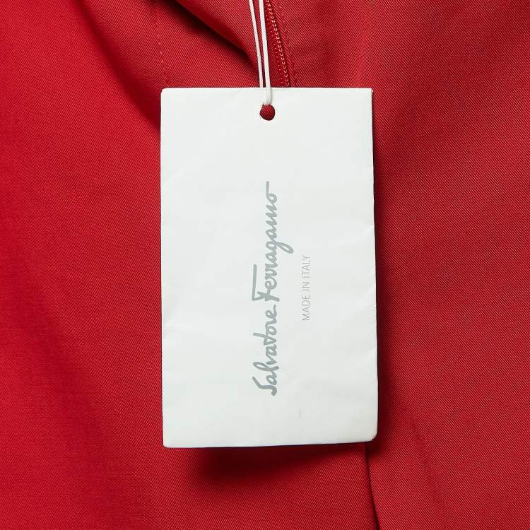 Pre Owned Salvatore Ferragamo Red Stretch Cotton Trousers L