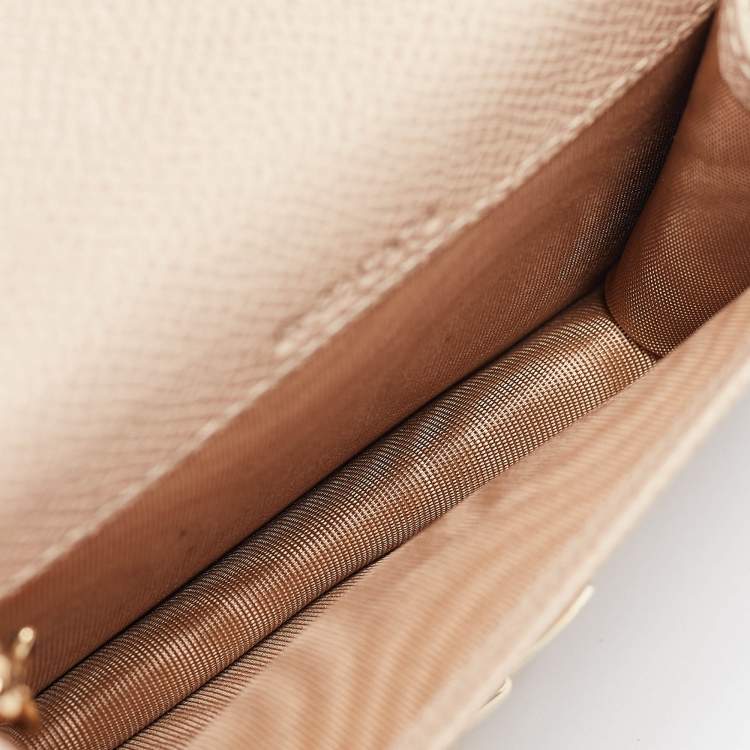 Pre Owned Salvatore Ferragamo Beige Leather Gancini Business Card Holder