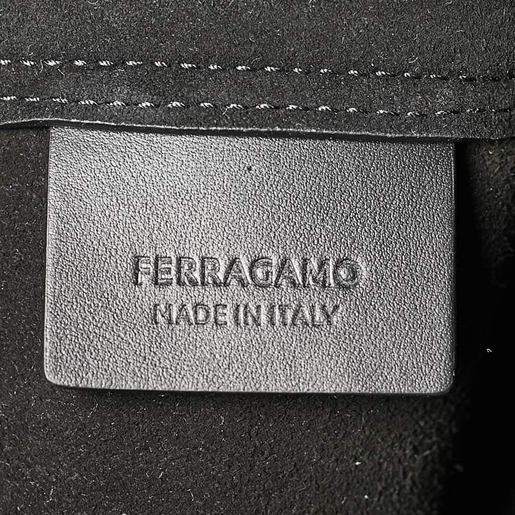 Pre Owned Salvatore Ferragamo Black Leather Cut Out Detail Tote