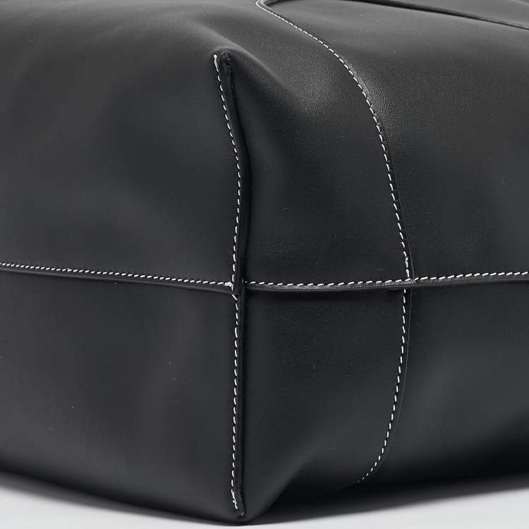 Pre Owned Salvatore Ferragamo Black Leather Cut Out Detail Tote