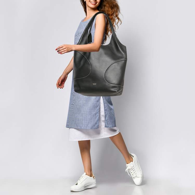 Salvatore Ferragamo Black Leather Cut Out Detail Tote