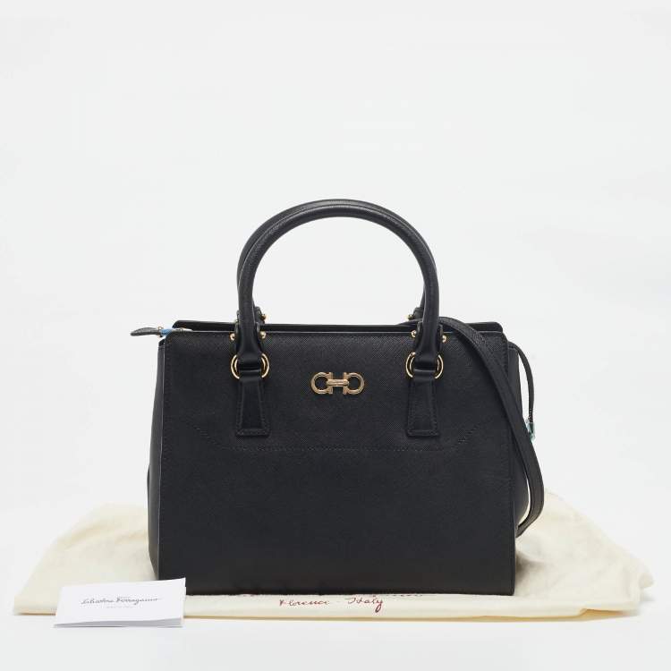 Pre Owned Salvatore Ferragamo Black Leather Beky Tote