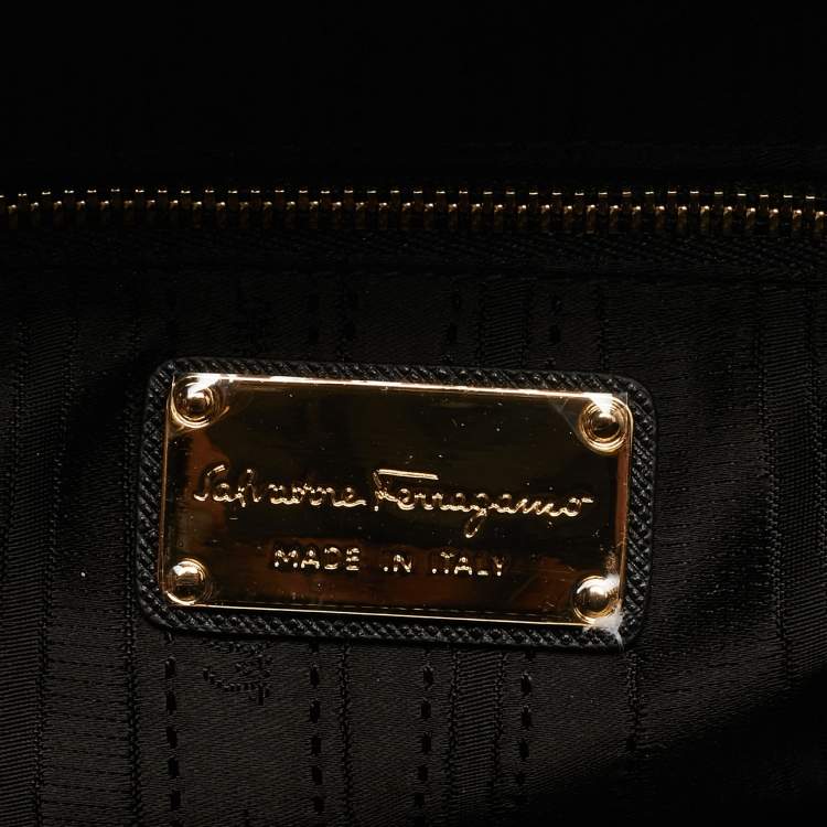 Pre Owned Salvatore Ferragamo Black Leather Beky Tote