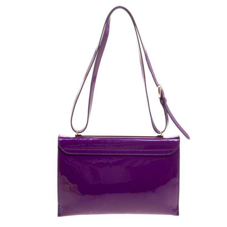 Pre Owned Salvatore Ferragamo Purple Patent Leather Shoulder Bag