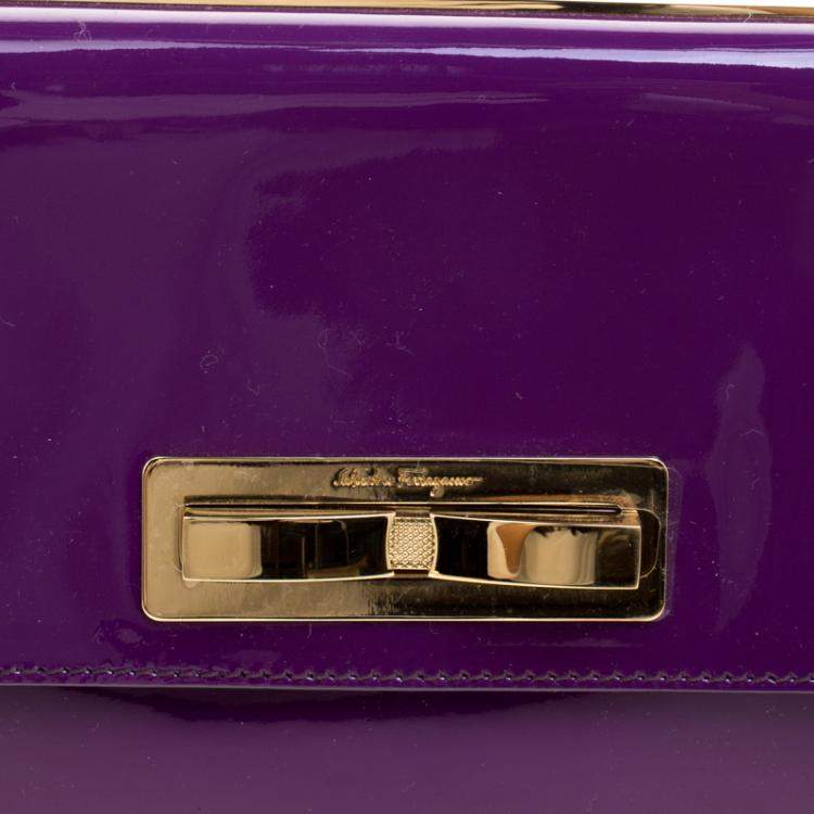 Pre Owned Salvatore Ferragamo Purple Patent Leather Shoulder Bag
