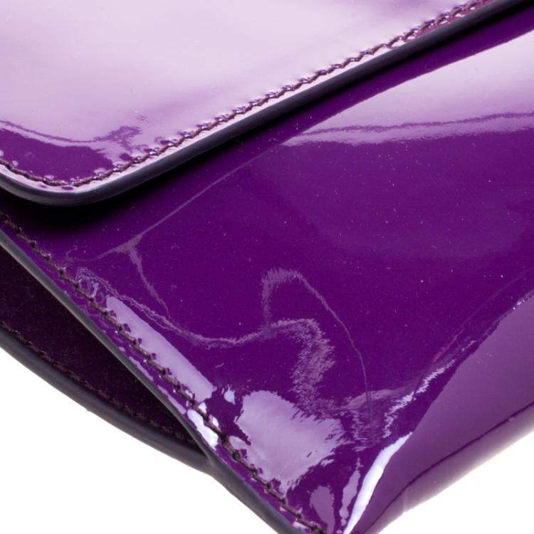 Pre Owned Salvatore Ferragamo Purple Patent Leather Shoulder Bag