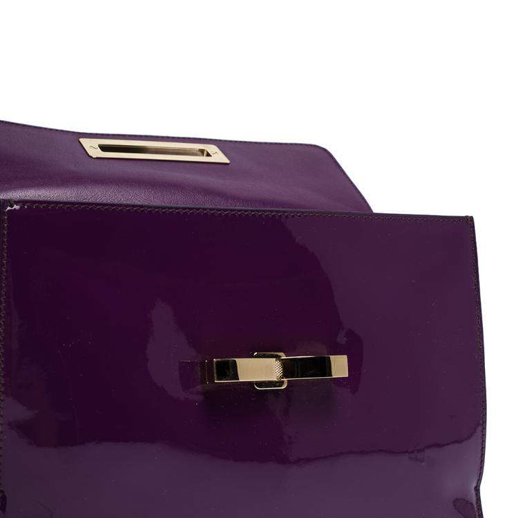 Pre Owned Salvatore Ferragamo Purple Patent Leather Shoulder Bag
