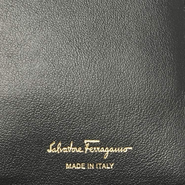 Pre Owned Salvatore Ferragamo Gold Leather Gancini Long Wallet