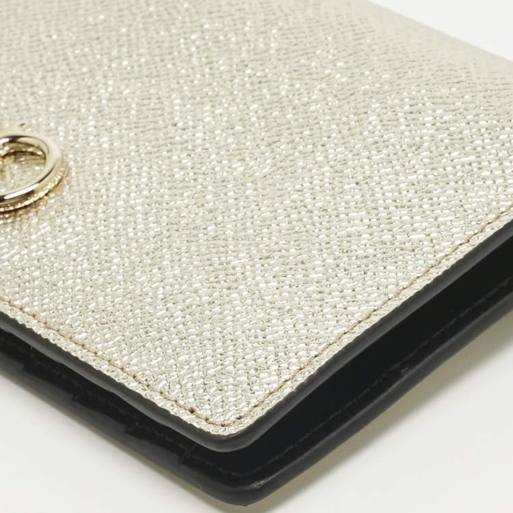 Pre Owned Salvatore Ferragamo Gold Leather Gancini Long Wallet