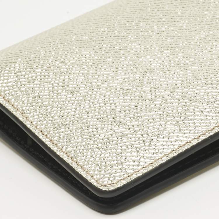 Pre Owned Salvatore Ferragamo Gold Leather Gancini Long Wallet