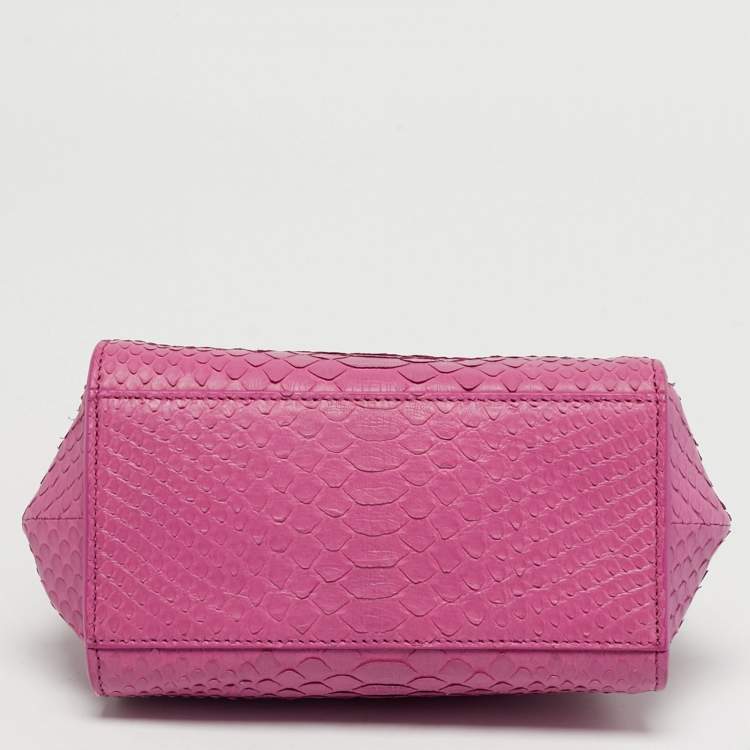 Pre Owned Salvatore Ferragamo Pink Python Mini Sofia Top Handle Bag