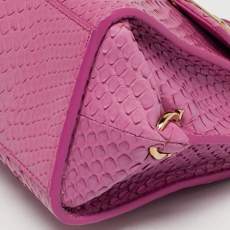 Pre Owned Salvatore Ferragamo Pink Python Mini Sofia Top Handle Bag