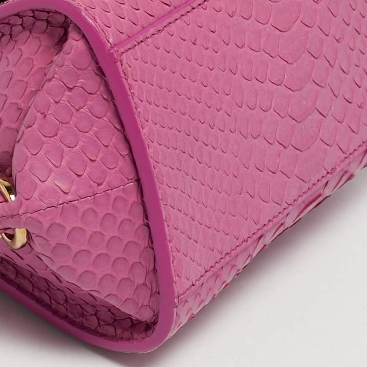 Pre Owned Salvatore Ferragamo Pink Python Mini Sofia Top Handle Bag