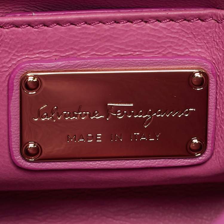 Pre Owned Salvatore Ferragamo Pink Python Mini Sofia Top Handle Bag