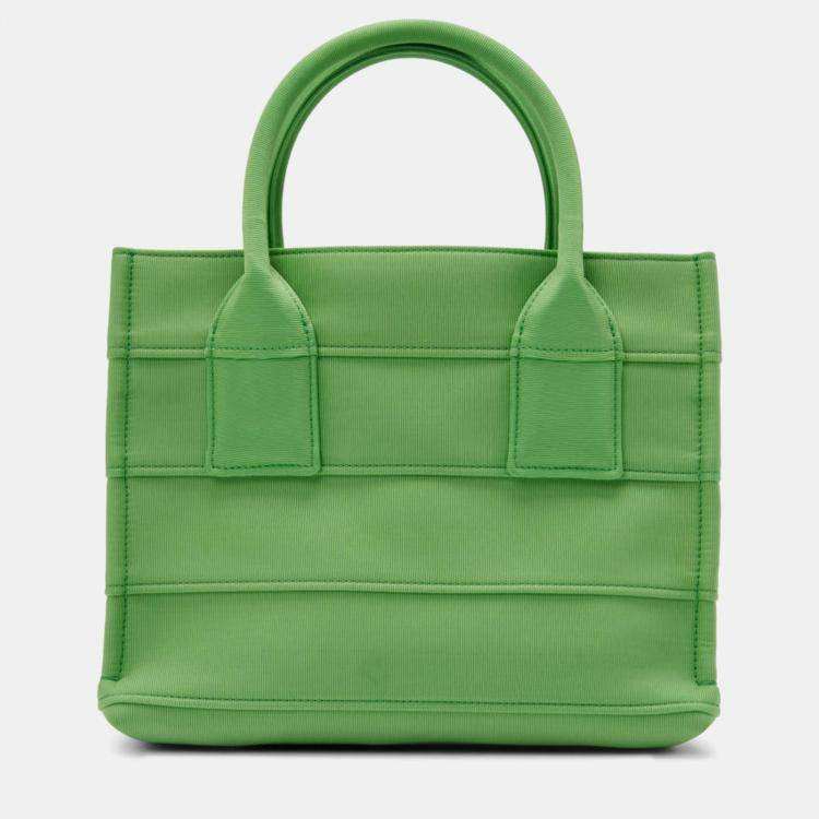 Pre Owned Salvatore Ferragamo S Beach Green Canvas Tote Bag