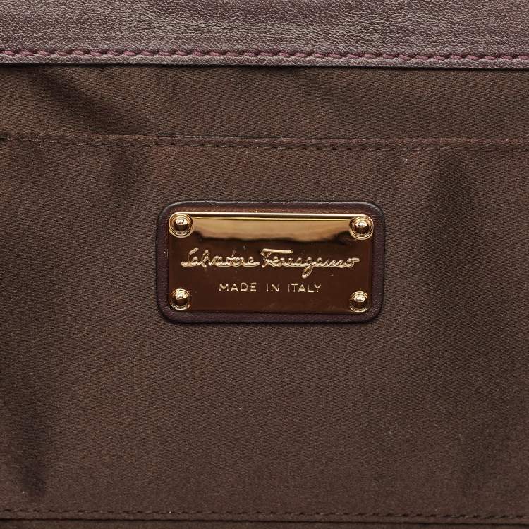 Pre Owned Salvatore Ferragamo Purple Satin Frame Chain Clutch