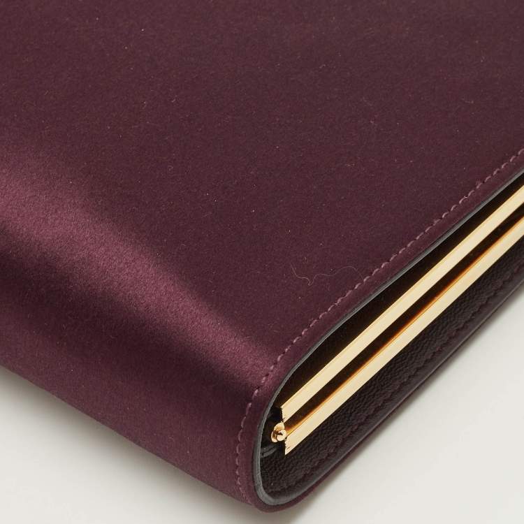 Pre Owned Salvatore Ferragamo Purple Satin Frame Chain Clutch