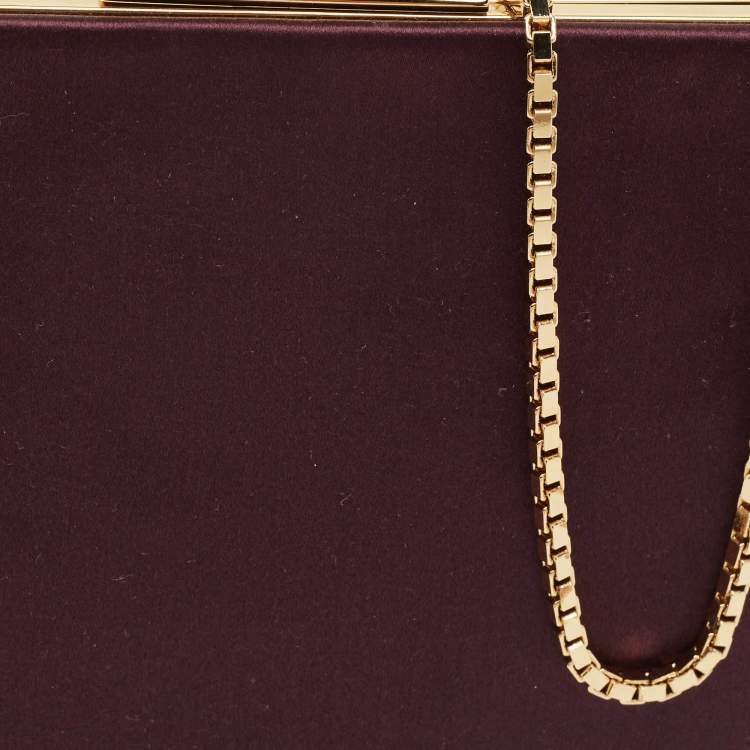 Pre Owned Salvatore Ferragamo Purple Satin Frame Chain Clutch