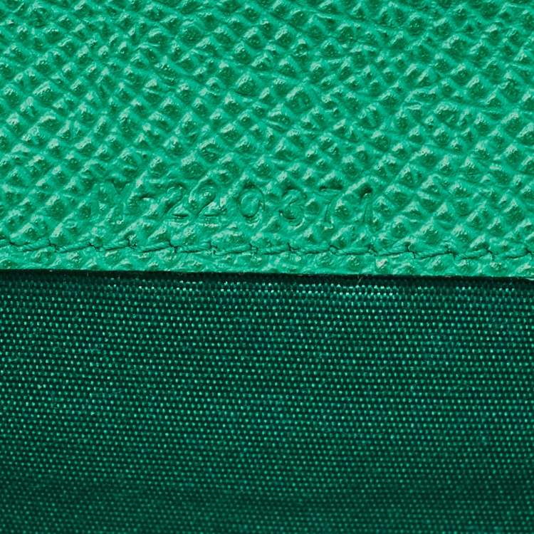 Pre Owned Salvatore Ferragamo Gancini Green Leather Business Card Holder