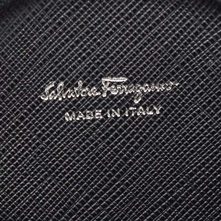 Pre Owned Salvatore Ferragamo Vara Bow Black Leather Round Coin Purse