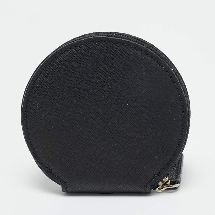 Pre Owned Salvatore Ferragamo Vara Bow Black Leather Round Coin Purse