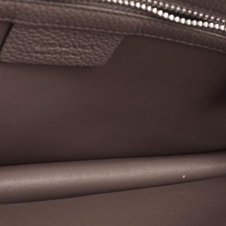 Pre Owned Salvatore Ferragamo Hug Dark Beige Leather Clutch