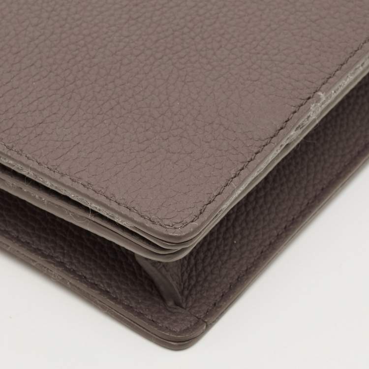 Pre Owned Salvatore Ferragamo Hug Dark Beige Leather Clutch