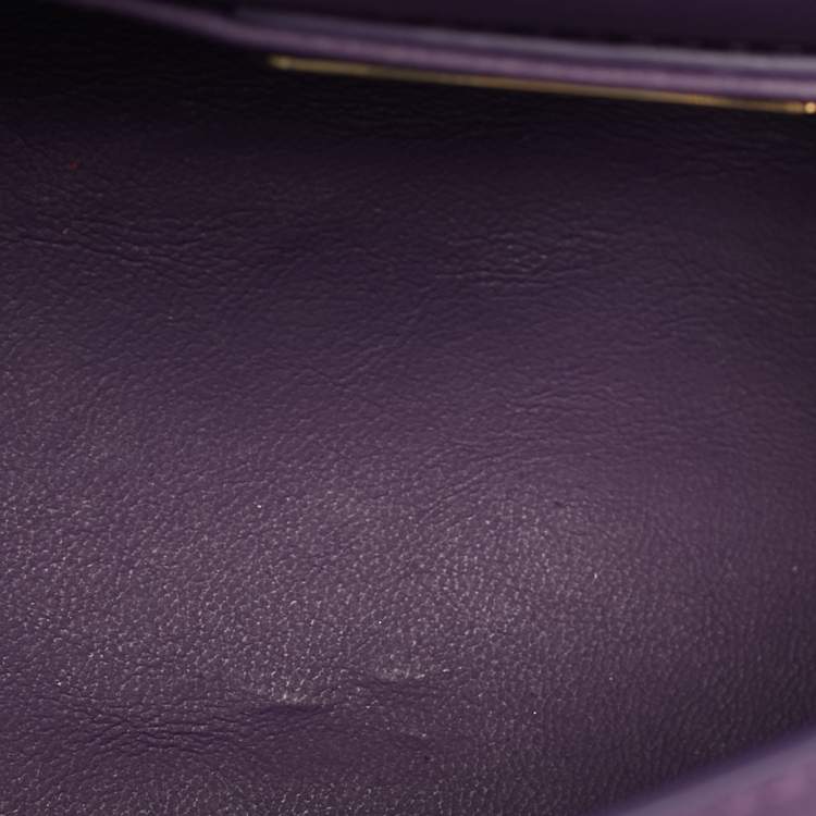 Pre Owned Salvatore Ferragamo Sofia Mini Purple Leather Star Embellished Top Handle Bag