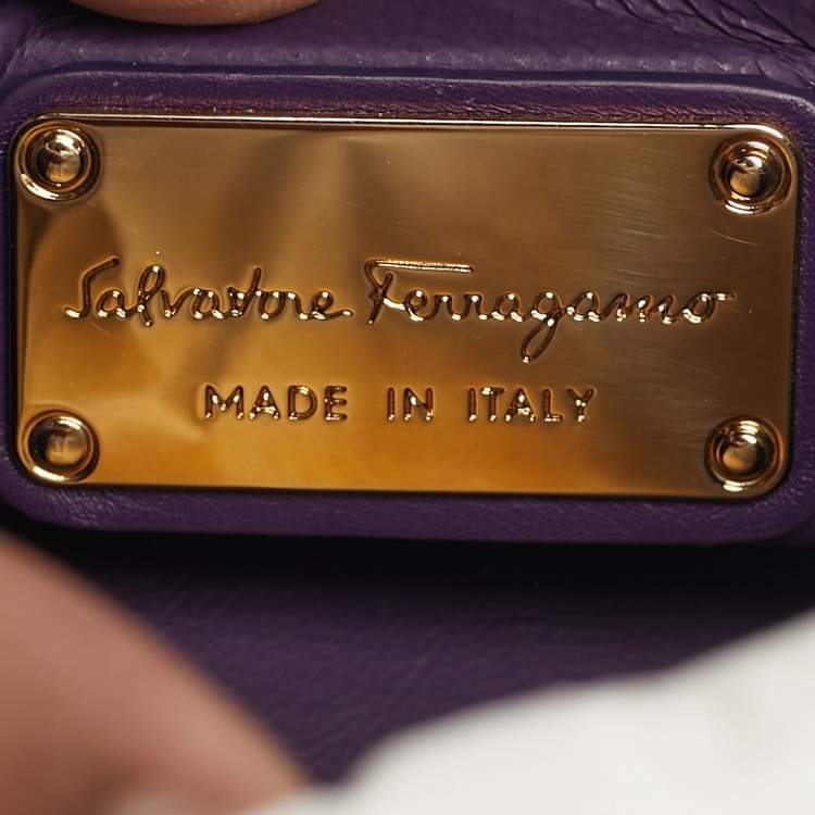 Pre Owned Salvatore Ferragamo Sofia Mini Purple Leather Star Embellished Top Handle Bag