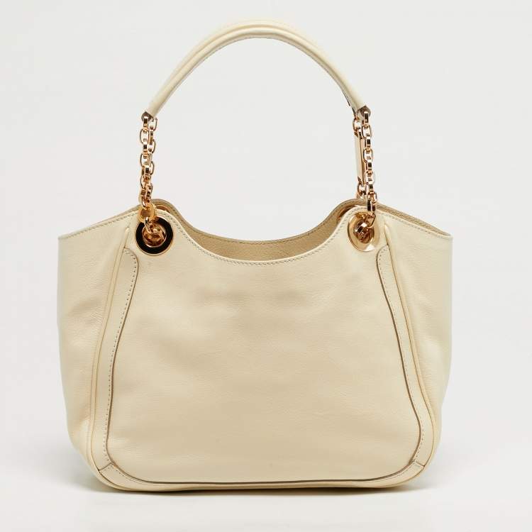 Pre Owned Salvatore Ferragamo Betulla Cream Leather Tote