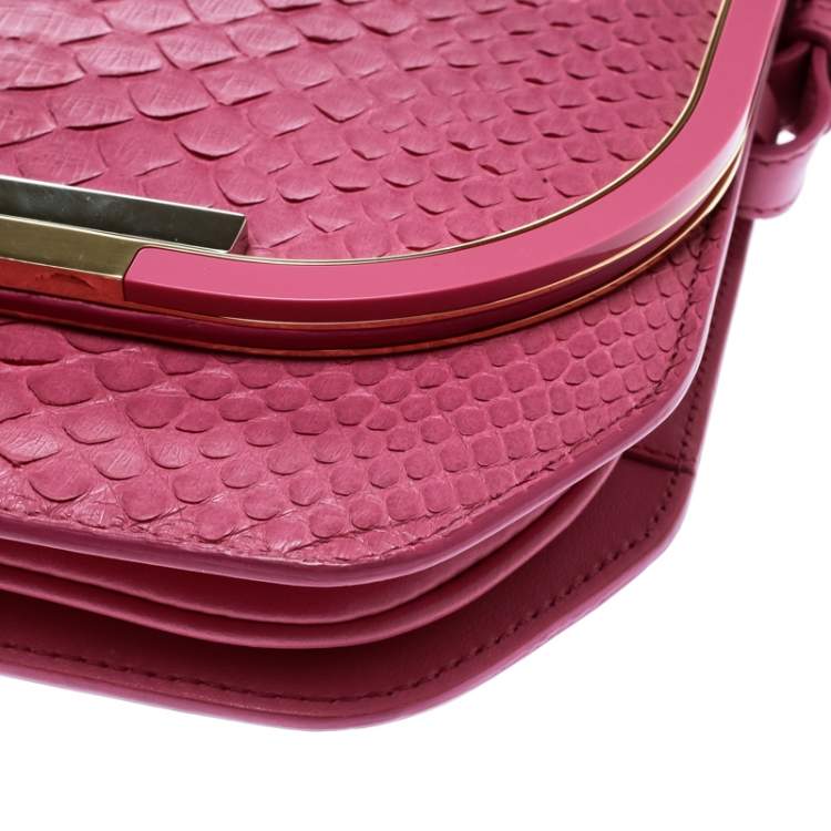 Pre Owned Salvatore Ferragamo Pink Python Shoulder Bag