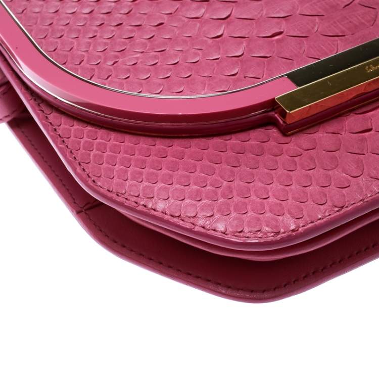 Pre Owned Salvatore Ferragamo Pink Python Shoulder Bag