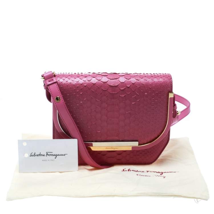 Pre Owned Salvatore Ferragamo Pink Python Shoulder Bag