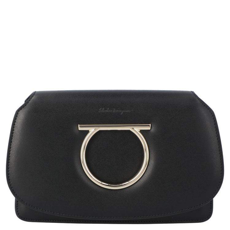 Pre Owned Salvatore Ferragamo Black Mini Convertible Clutch Bag
