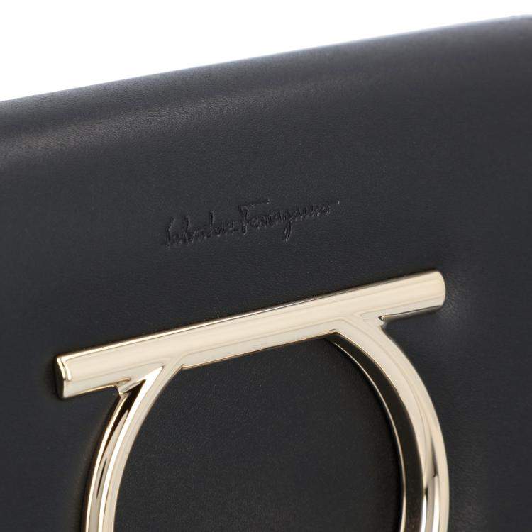 Pre Owned Salvatore Ferragamo Black Mini Convertible Clutch Bag