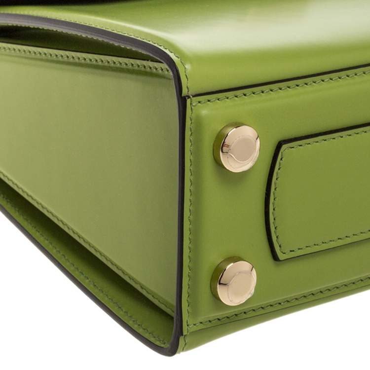 Pre Owned Salvatore Ferragamo Green Leather Small Boxyz Top Handle Bag