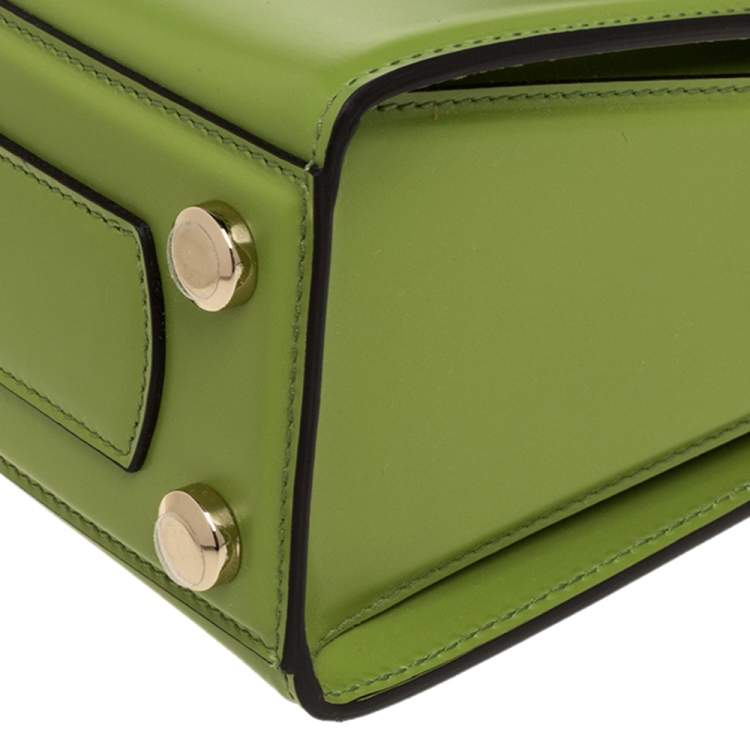 Pre Owned Salvatore Ferragamo Green Leather Small Boxyz Top Handle Bag