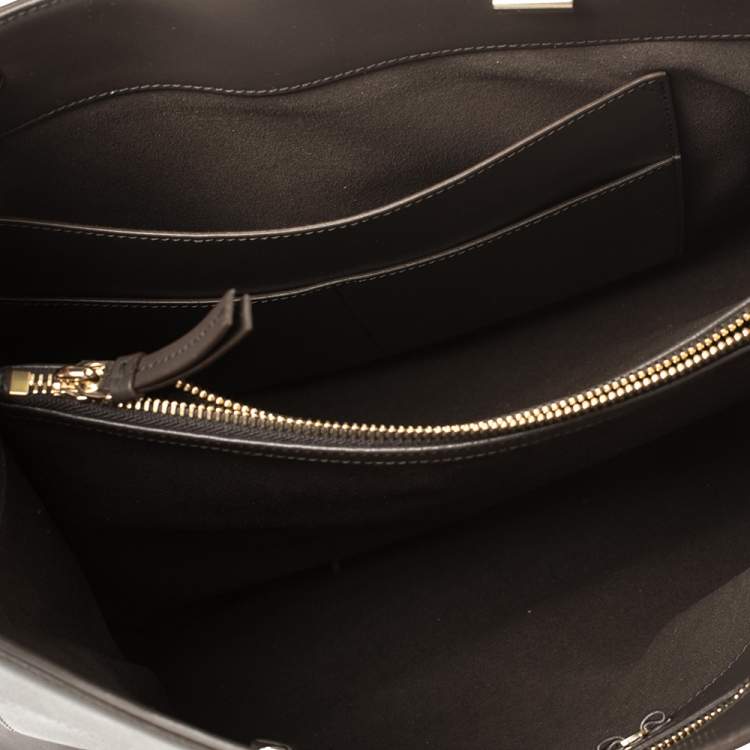 Pre Owned Salvatore Ferragamo Dark Brown Leather Vara Bow Double Handle Tote