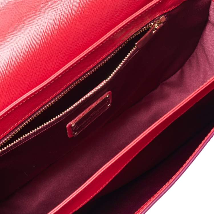 Pre Owned Salvatore Ferragamo Purple/Red Leather Flap Shoulder Bag