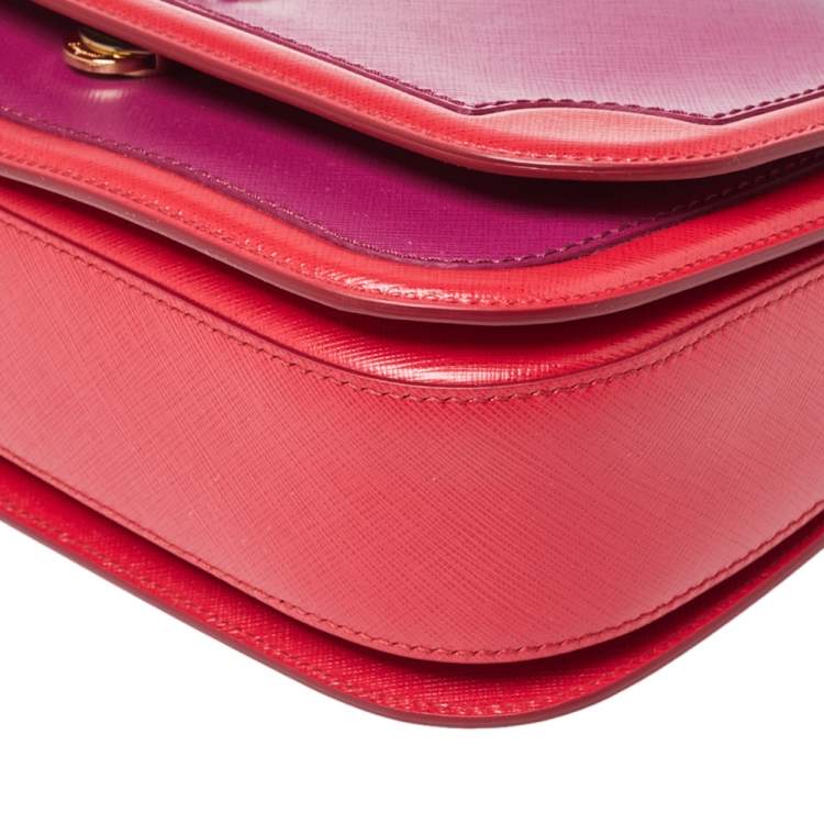 Pre Owned Salvatore Ferragamo Purple/Red Leather Flap Shoulder Bag
