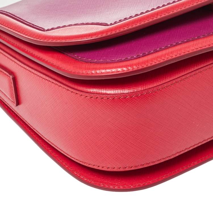 Pre Owned Salvatore Ferragamo Purple/Red Leather Flap Shoulder Bag