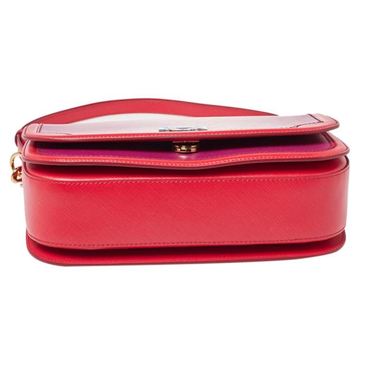 Pre Owned Salvatore Ferragamo Purple/Red Leather Flap Shoulder Bag