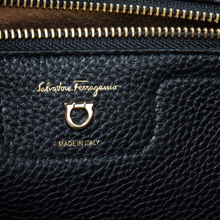 Pre Owned Salvatore Ferragamo Black Leather Medium Amy Tote