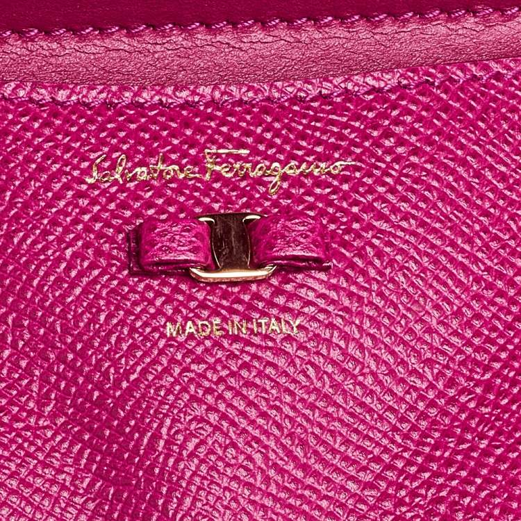 Pre Owned Salvatore Ferragamo Pink Leather Carrie Top Handle Bag