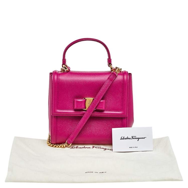 Pre Owned Salvatore Ferragamo Pink Leather Carrie Top Handle Bag