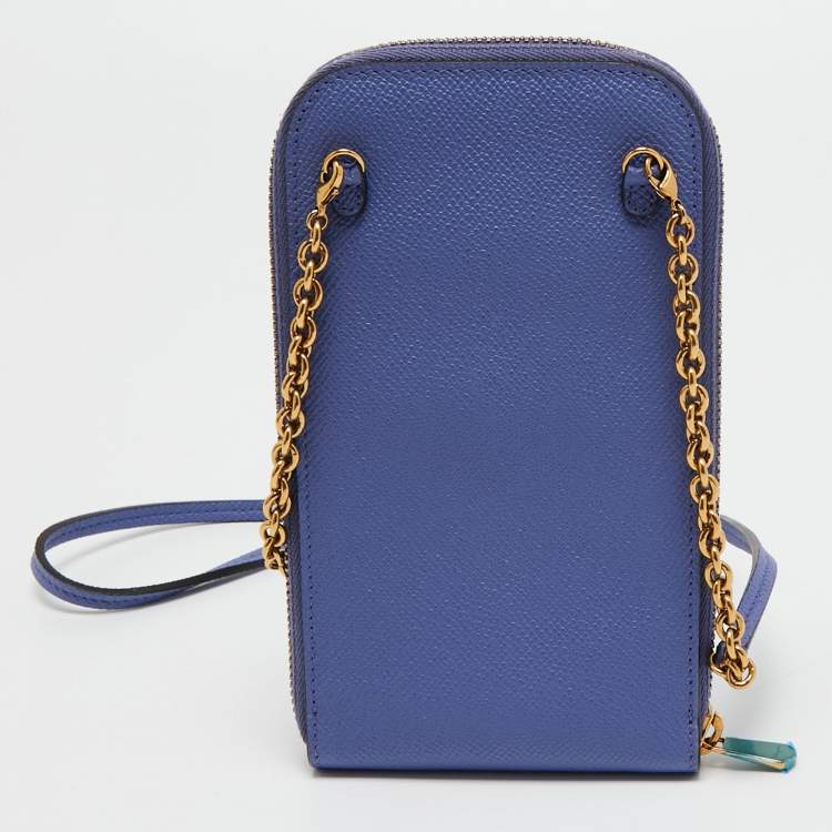 Pre Owned Salvatore Ferragamo Lavender Leather Smartphone Crossbody Bag