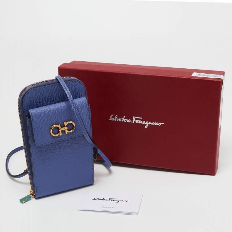 Pre Owned Salvatore Ferragamo Lavender Leather Smartphone Crossbody Bag
