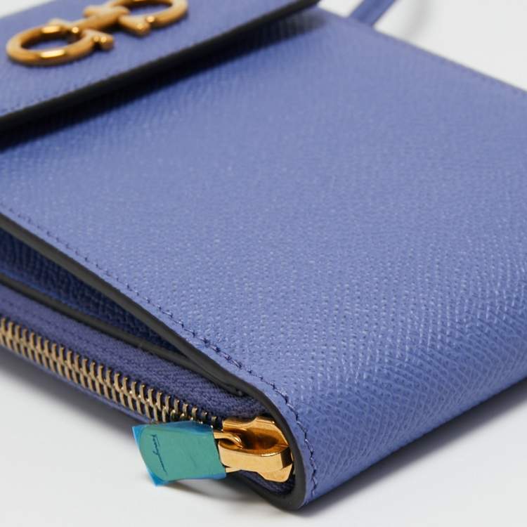 Pre Owned Salvatore Ferragamo Lavender Leather Smartphone Crossbody Bag